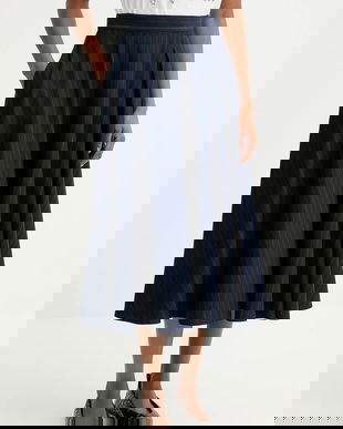 MM fustă PELOTA culoarea bleumarin, midi, evazați, 2526776027600