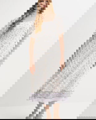 Pepe Jeans rochie din bumbac culoarea alb, midi, evazați, PL953759