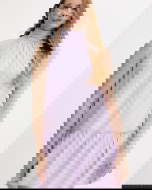 Pepe Jeans rochie din bumbac culoarea violet, mini, evazați, PL953761