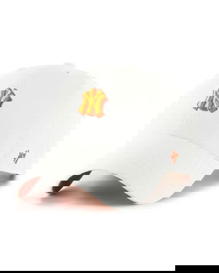 47 brand șapcă de baseball din bumbac MLB New York Yankees culoarea alb, cu imprimeu, B-CHPCU17GWS-WH