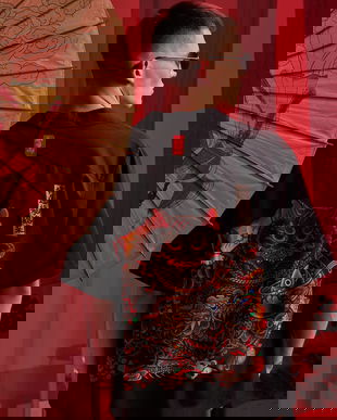 Medicine cămașă culoarea negru, relaxed