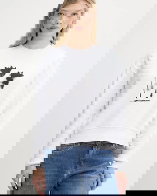 Karl Lagerfeld Jeans bluză culoarea alb, cu imprimeu, A3W20034