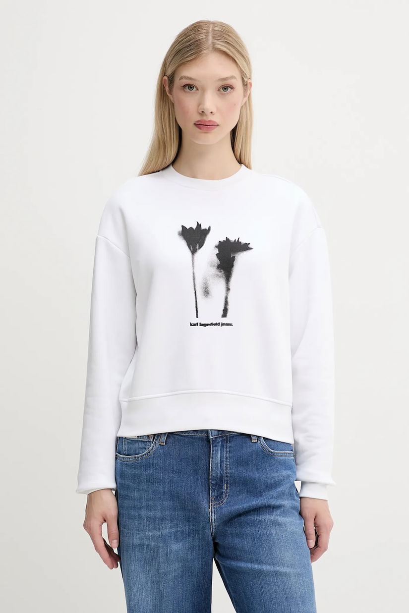 Karl Lagerfeld Jeans bluză culoarea alb, cu imprimeu, A3W20034