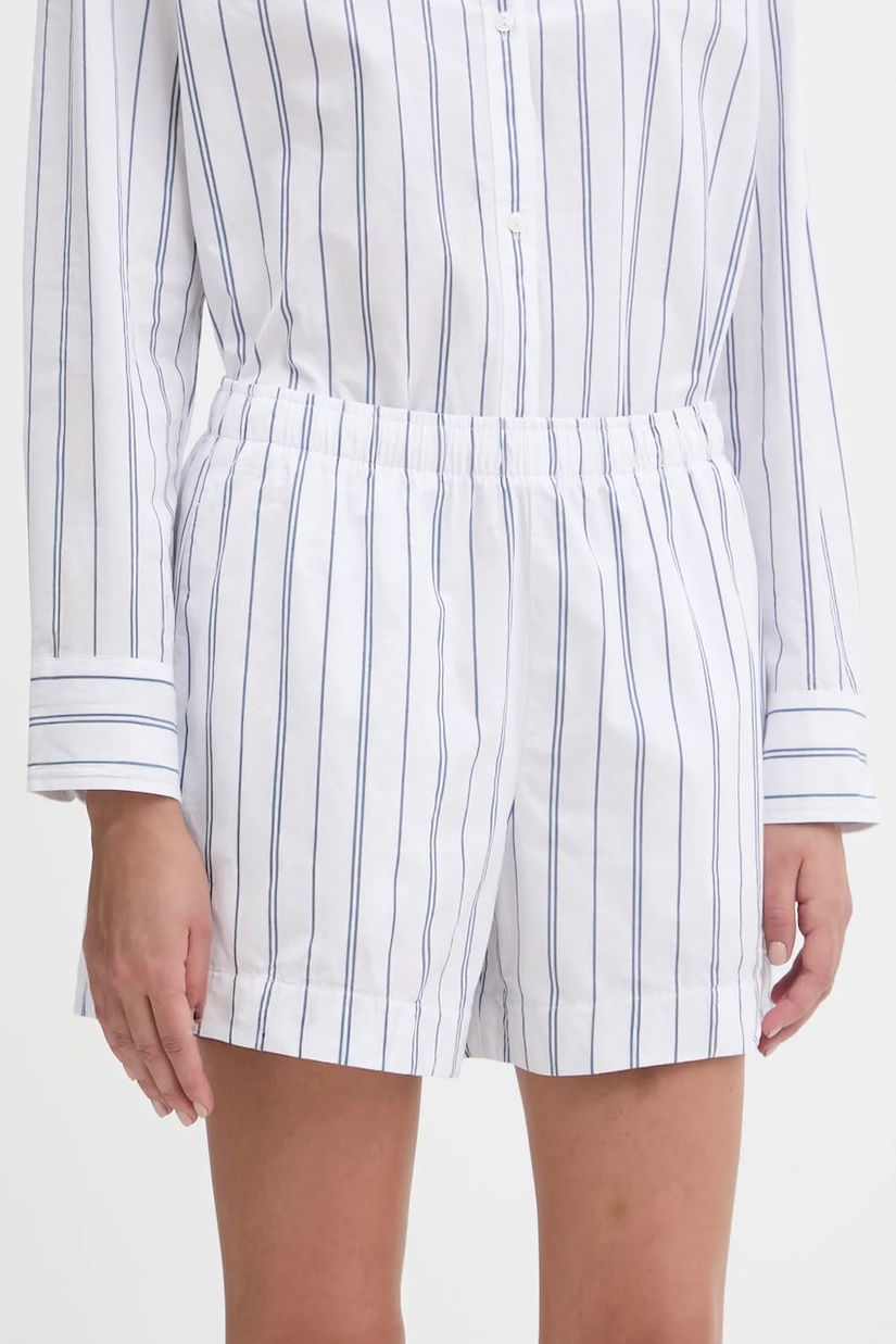 Abercrombie & Fitch pantaloni scurți din bumbac culoarea alb, cu imprimeu, high waist, KI149-5298