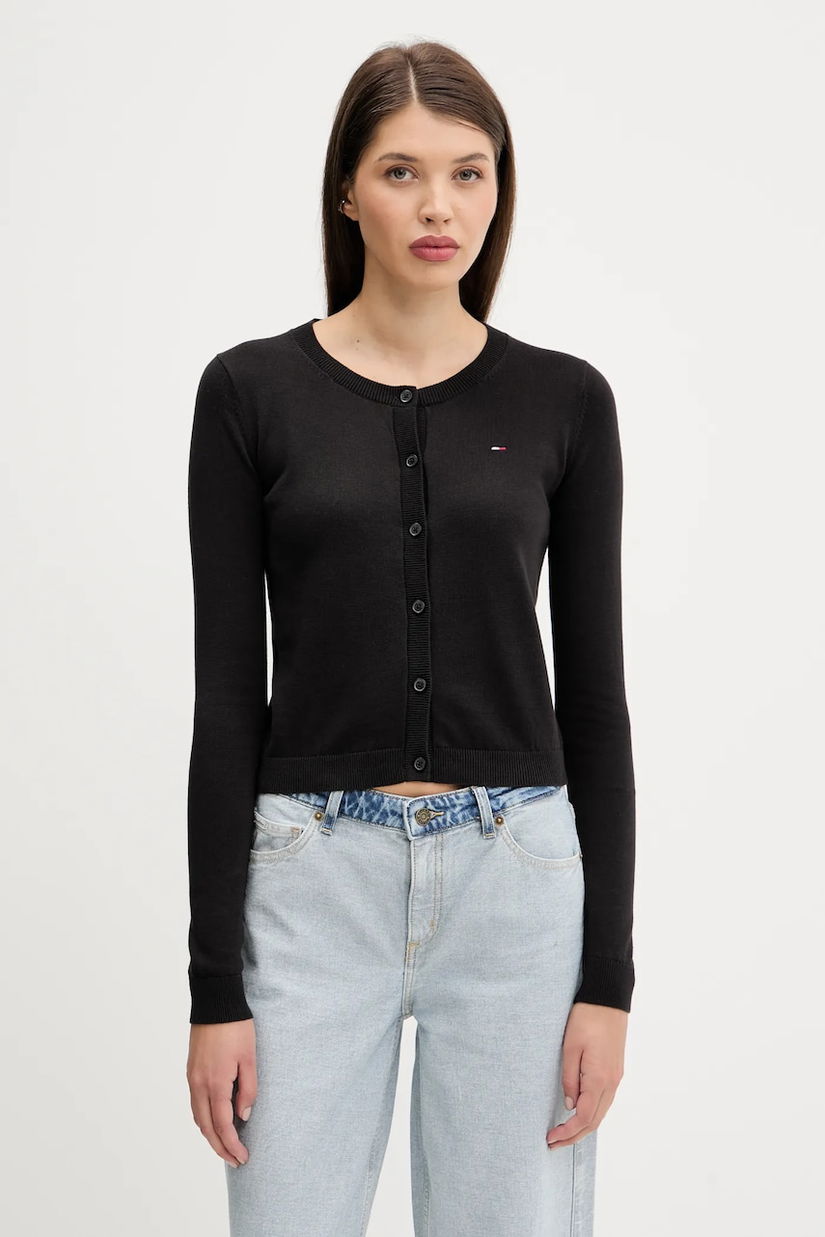 Tommy Jeans cardigan din bumbac culoarea negru, light, DW0DW20976
