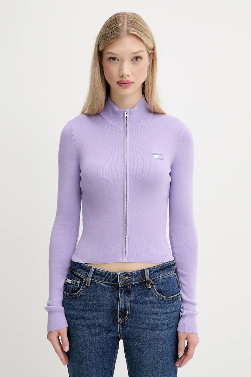 Tommy Jeans cardigan culoarea violet, light, DW0DW20967