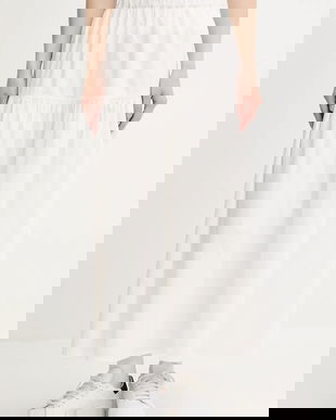 Tommy Jeans fustă din bumbac culoarea alb, maxi, evazați, DW0DW20980