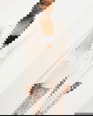 Answear Lab sacou culoarea bej, un singur rand de nasturi, neted