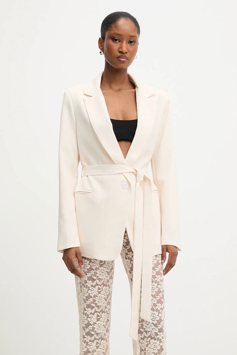 Answear Lab sacou culoarea bej, un singur rand de nasturi, neted