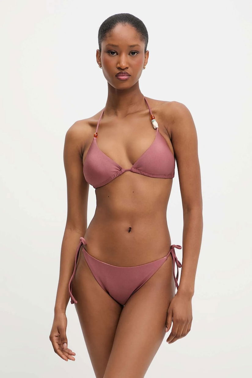 Answear Lab costum de baie din două piese culoarea roz, cupa usor rigidizata