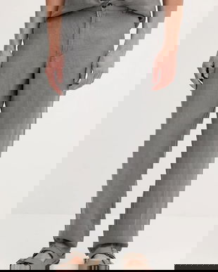 United Colors of Benetton pantaloni din in culoarea gri, drept, 4AGH55HW8