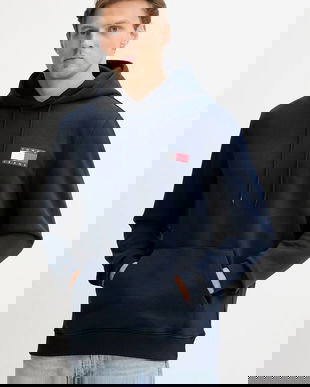 Tommy Jeans bluză culoarea verde, cu glugă, cu imprimeu, DM0DM20738