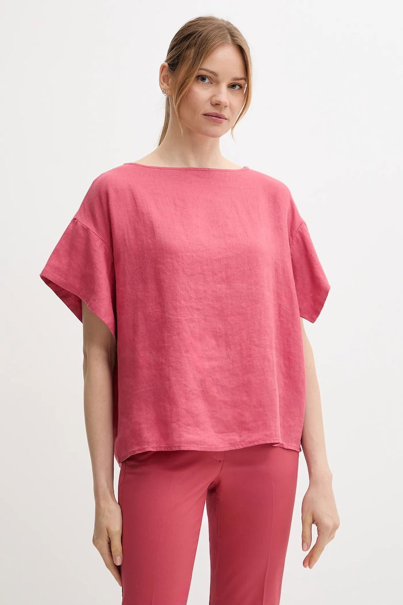 Sisley bluză din in culoarea bej, uni, 5BMLLQ06R