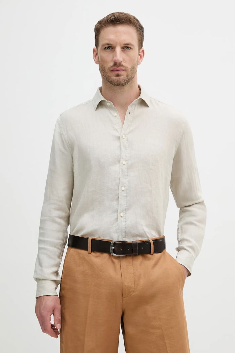 Sisley cămașă de in culoarea alb, regular, 5BKUSQ029