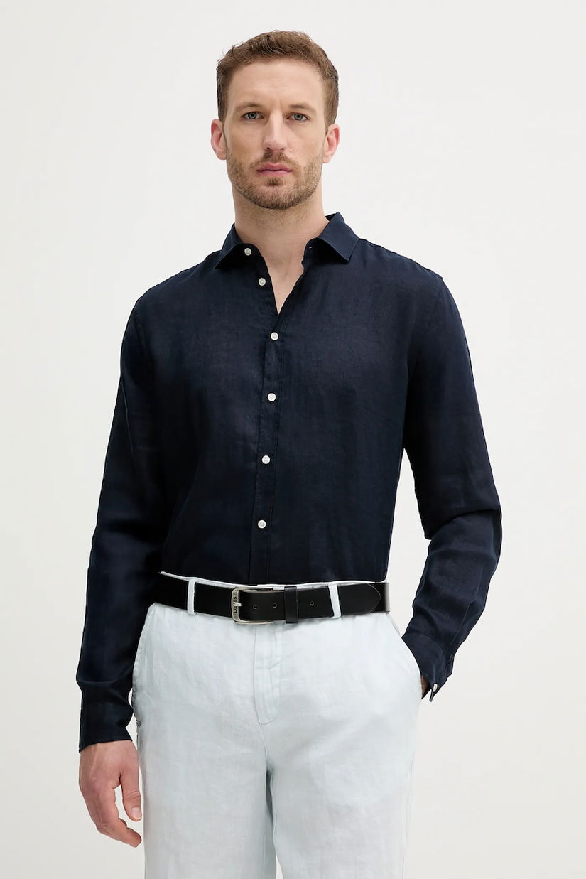 Sisley cămașă de in culoarea alb, regular, 5BKUSQ029