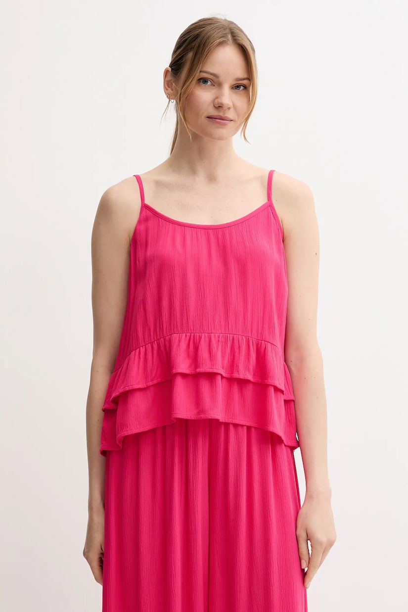 United Colors of Benetton bluză culoarea roz, uni, 4VW95H00B