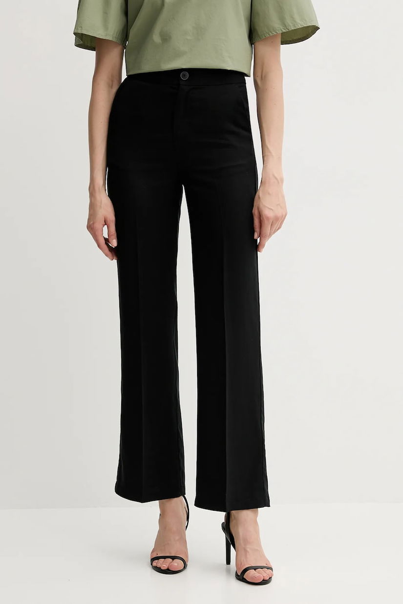 United Colors of Benetton pantaloni culoarea negru, drept, high waist, 4T91DF099