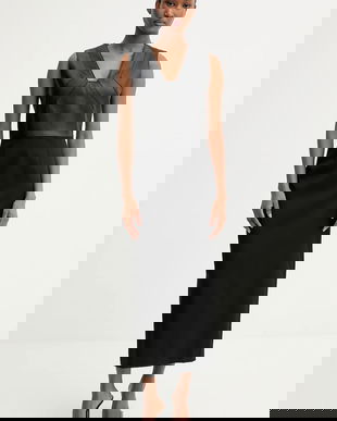 BOSS rochie din amestec de lână culoarea negru, maxi, drept, 50543504