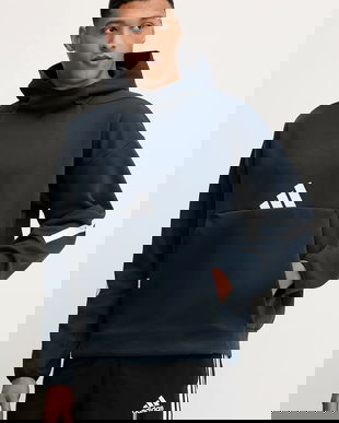 adidas bluză x Z.N.E culoarea bleumarin, cu glugă, cu imprimeu, JW4729