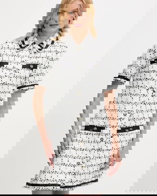 Karl Lagerfeld rochie din amestec de lână culoarea alb, mini, drept, A3W13031