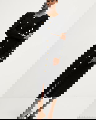 Karl Lagerfeld rochie culoarea negru, midi, mulată, A3W13038