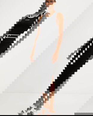 Karl Lagerfeld rochie culoarea negru, midi, mulată, A3W13039