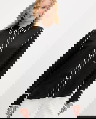 Karl Lagerfeld cămașă culoarea negru, cu guler clasic, regular, A3W11012