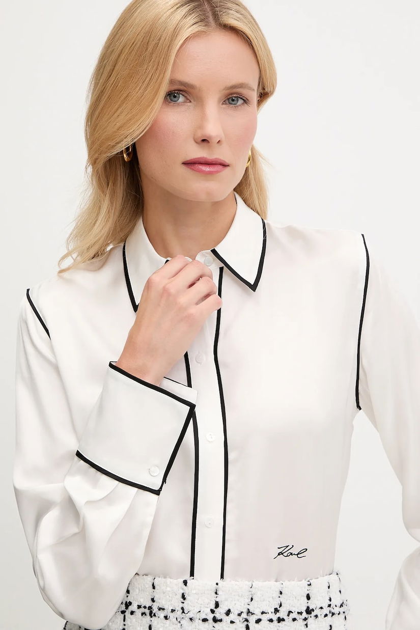 Karl Lagerfeld cămașă culoarea alb, cu guler clasic, regular, A3W11012