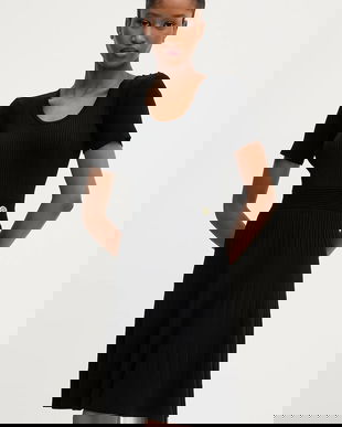 Karl Lagerfeld rochie culoarea negru, mini, evazați, A3W13040