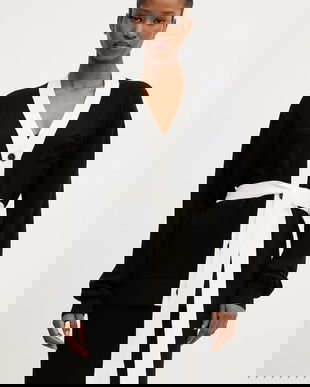 Karl Lagerfeld cardigan din amestec de lână culoarea negru, A3W18026