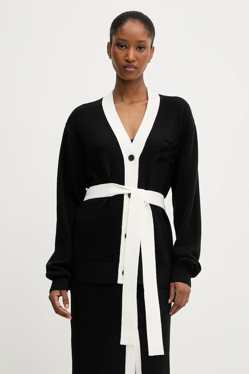 Karl Lagerfeld cardigan din amestec de lână culoarea negru, A3W18026