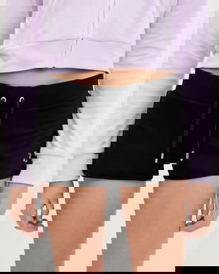 Juicy Couture pantaloni scurți BOOTY SHORT culoarea negru, cu imprimeu, high waist, JCWHS225303