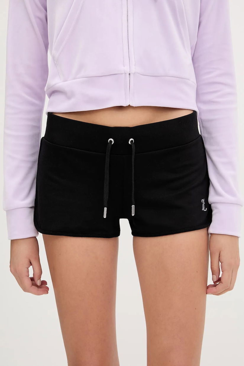 Juicy Couture pantaloni scurți BOOTY SHORT culoarea negru, cu imprimeu, high waist, JCWHS225303