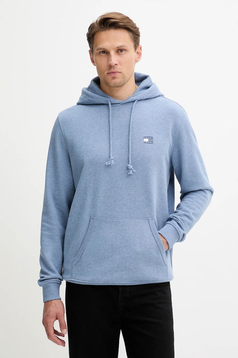 Tommy Jeans hanorac de bumbac cu glugă, melanj, DM0DM21922
