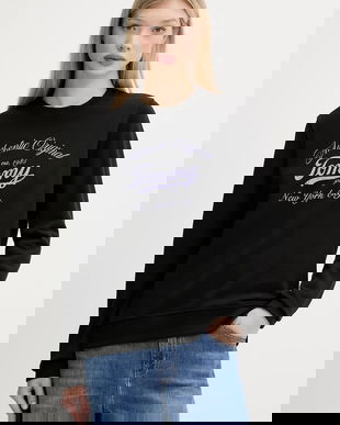 Tommy Jeans hanorac de bumbac culoarea negru, cu imprimeu, DW0DW20942