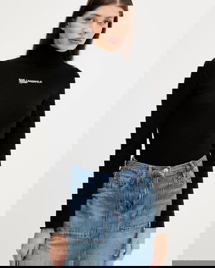 Karl Lagerfeld Jeans pulover culoarea negru, light, cu guler, A3W18007