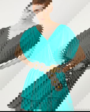 Medicine salopeta culoarea verde, cu decolteu in v