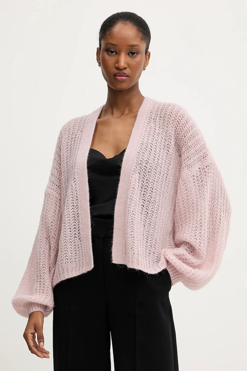 BOSS Orange cardigan din amestec de lână culoarea roz, light, 50545878