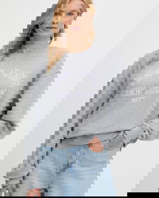 Tommy Jeans hanorac de bumbac culoarea gri, cu imprimeu, DW0DW21202