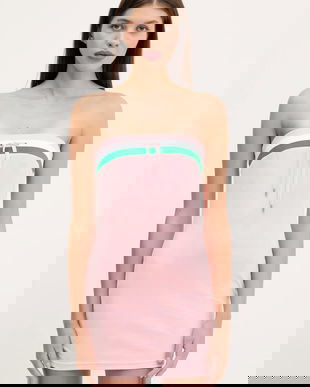 Juicy Couture rochie de catifea VELOUR STRIPE TUBE DRESS culoarea roz, mini, mulată, JCWED225353