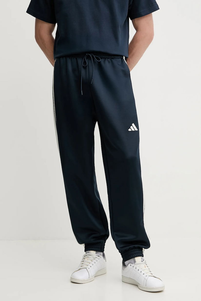 adidas pantaloni de trening Stadium culoarea bleumarin, cu imprimeu, JZ6431