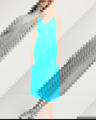 Morgan rochie culoarea turcoaz, midi, evazați, ROIYA