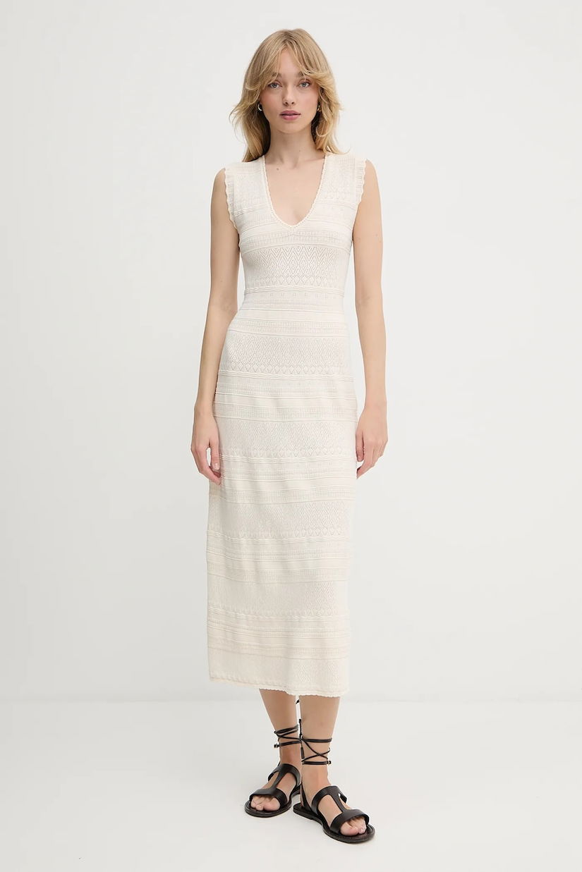 Morgan rochie culoarea bej, maxi, mulata, RMALISA
