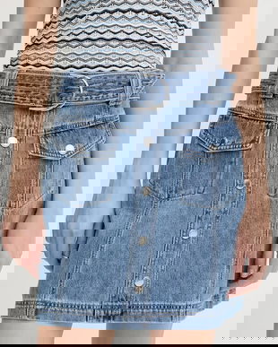 Morgan fustă jeans mini, creion, JOLAM