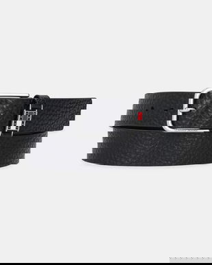 Tommy Jeans curea de piele culoarea negru, AM0AM13417