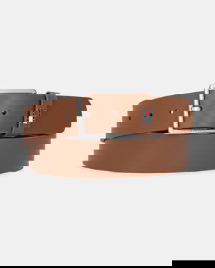 Tommy Jeans curea de piele culoarea maro, AM0AM13416