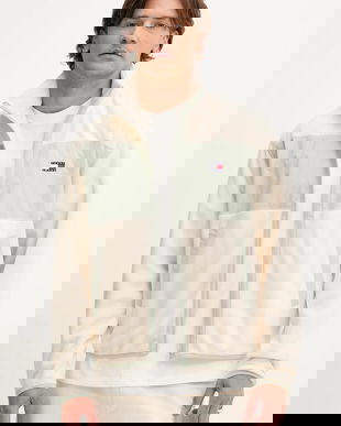 Tommy Jeans hanorac fleece culoarea bej, cu imprimeu, DM0DM21906