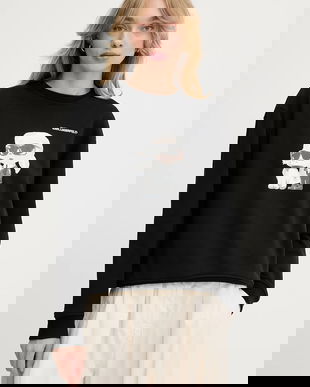 Karl Lagerfeld bluză IKON culoarea negru, cu imprimeu, A3W20057