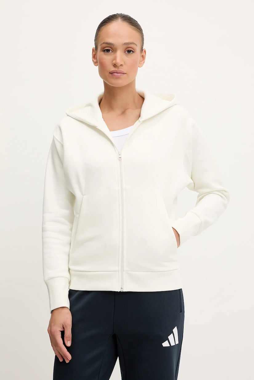 adidas bluză All SZN culoarea bej, cu glugă, uni, JD4689
