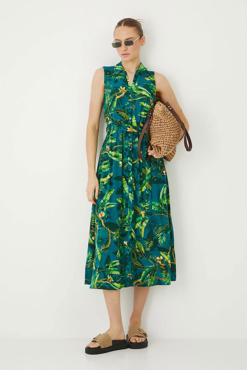 Medicine rochie culoarea verde, midi, evazati